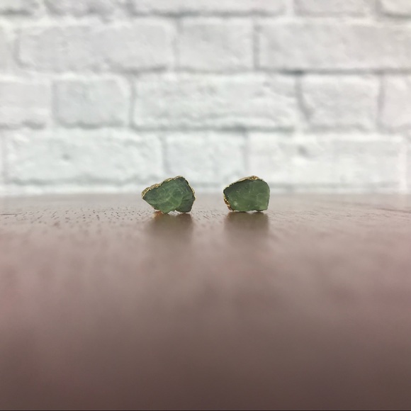 Natural Apatite Stone Raw Cut Freeform Earrings - Picture 2 of 6